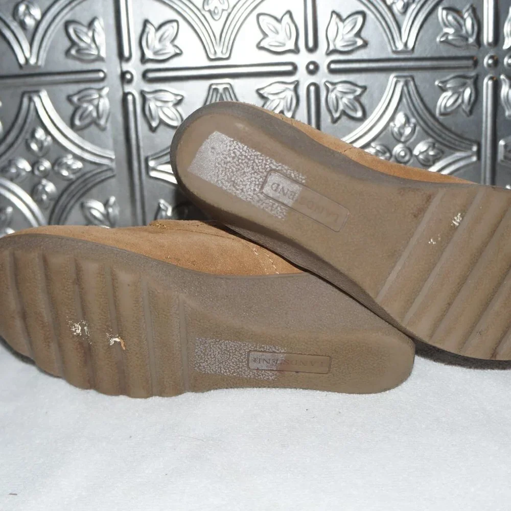 Land's End Womens Size 8.5B BROWN Chakka Suede Leather Wedge Ankle Booties